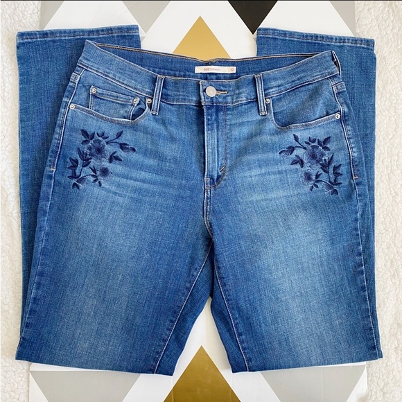Levi's 505 Straight Leg Embroidered Jeans 10 NEW - Picture 3 of 7